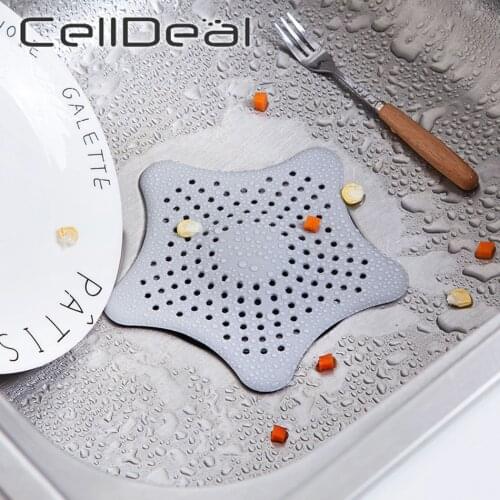 Pentagram Silicone Floor Drain Bathroom Drain Hair Catcher Bath Stopper Plug Sink Strainer Filter Shower High Quality