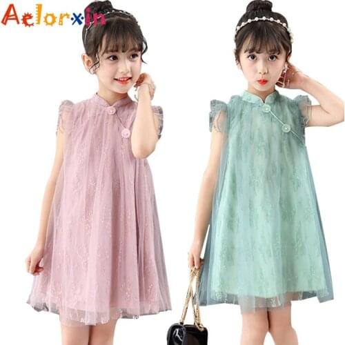 Girls Dresses For Baby Kids Clothes 2018 Summer Cute Cheongsam Chiffon Dress Toddler Party Lace Princess Dress 4 6 8 10 12 Years