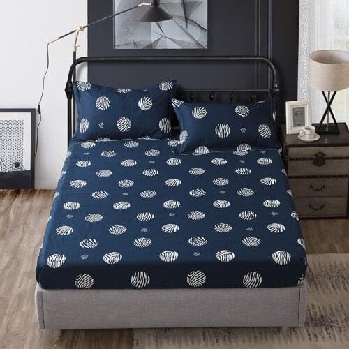 Bed Sheet With Pillowcase Blue Flower Printed Bed Linen Queen Size Mattress Covers Fitted Sheet Sets With Elastic For King Size
