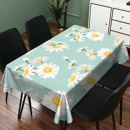 Rectangle Daisy Printing Tablecloth Waterproof Linen Color Home Decoration Tablecloth Placemat Table Desk Cover Sofa Cloth