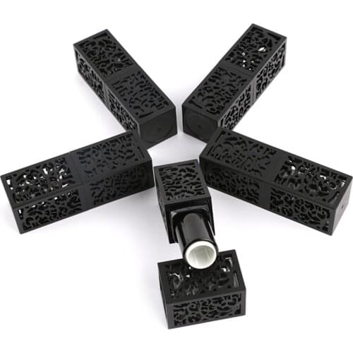 50PCS Empty plastic Lipstick Tubes Black Retro Hollow Style Lipbalm Container Elegant Lipstick Tube Diameter 12.1mm Black Color