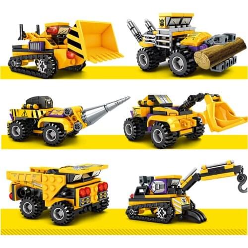 Transformation Robot Building Block City Vehicle Engineering Excavator Truck Racing Car Bricks Construction Toys For Children