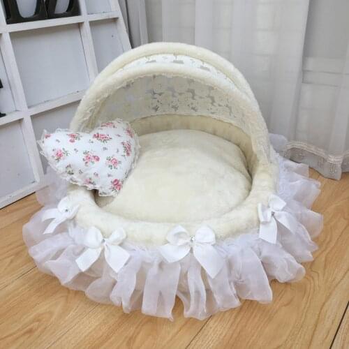 Luxury Princess pet bed lace kennel cradle dog bed overall removable high density sponge ring is not deformed