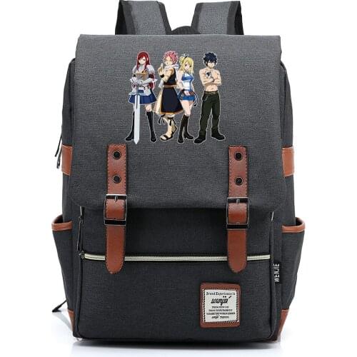 New Gift Cartoon Anime Fire Dragon Fairy Tail Buckle Children School bag Teenagers Student Schoolbags Women Bagpack Men Backpack