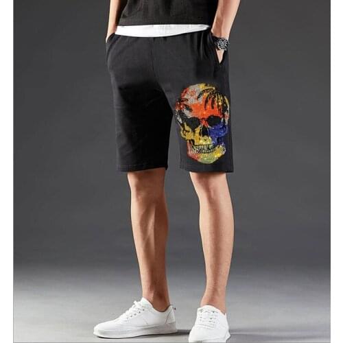 Shorts Men Summer Casual Hot drill Loose Quick Dry Board Shorts Rhinestones Elastic Waist Beach Shorts