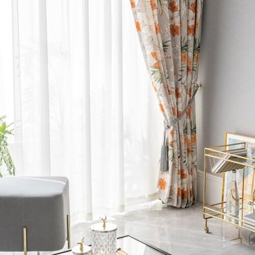 Flower World Curtains Custom Modern Minimalist Curtains for Living Room Bedroom Study Polyester Cotton Printed Curtains