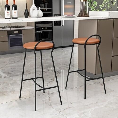 Nordic Wrought Iron Living Room Hotel Bar Stool Household Counter High Bar Chair Simple Modern Front Desk Pub Club Lounge Chairs