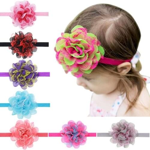 TWDVS Newborn Colourful Flower Hair Band for Kids Beautiful Net Yarn Headband Kids Headwear Flower Hair Accessories W225