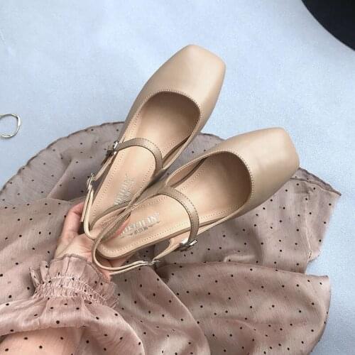 Koovan Womens Sandals 2020 Spring New Sandals Female Square Head Womens Sandals Belt Buckle Flat Casual Shoes For Girls
