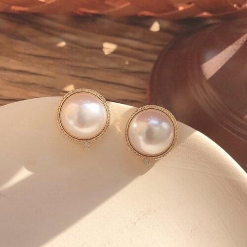 S925 Silver Pearl Retro Geometric Stud Earrings Simple Diamond Elegant for Women Piercing Jewelry