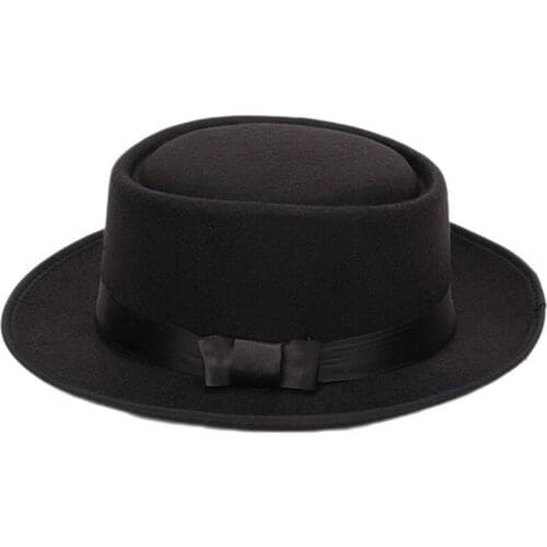 Women Men Cool Classic Jazz Hats Fedora Trilby Hat Blower Hats with Bowknot (Black)