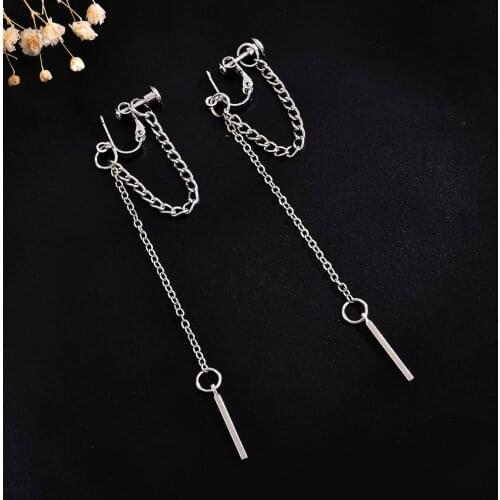 Punk Drop Earrings Metal Chain Tassel Earrings for Women Korean 2021 Trend Women Ear Jewelry Charm Gothic Party Accessories