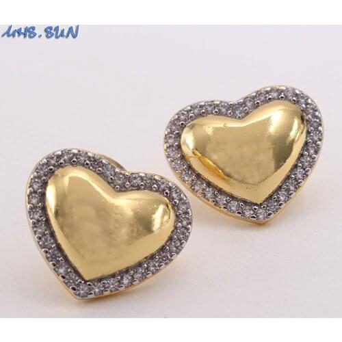 MHS.SUN Fashion Mosaic Zircon Stud Earrings Luxury Heart Shape Ear Jewelry For Women Girls AAA CZ Earrings Valentines Day Gift