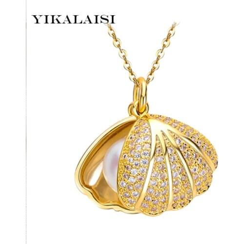 YIKALAISI 2017 Pearl Necklace Pearl choker Jewelry Natural Pearl Seashell Pendants 925 Sterling Silver Jewelry For Women Gift