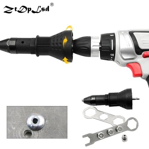ZtDpLsd 1Pcs Electric Rivet Nut Gun Riveting Tool Cordless Riveting Drill Adaptor Insert Nut Tool Riveting Drill Adapter