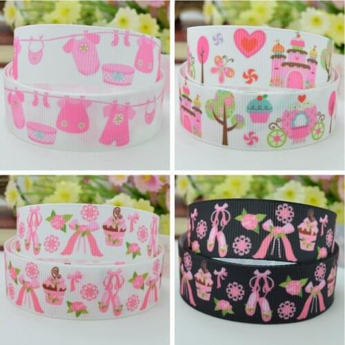 10 Yards 22mm 7/8" Ballet princess Girls Cute cartoon Printed grosgrain ribbon hair bow Headwear DIY hair accessories retail