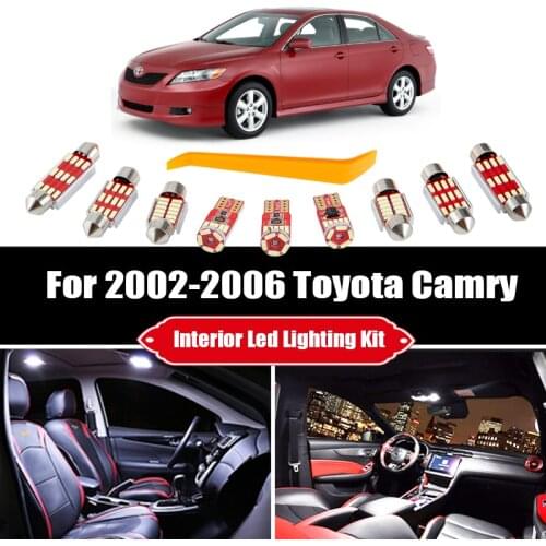 11 Bulbs White LED For 2002 2003 2004 2005 2006 Toyota Camry Interior Reading Dome Light Kit Cargo Glove Box License Lamp