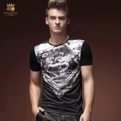 Free Shipping Summer new mens male man slim fashion casual short sleeved Thin 2015 personality T-shirt flower pattern 15586