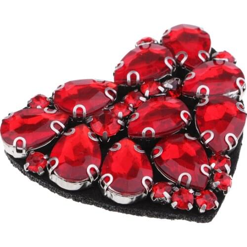 Beaded Crystal Red Love Heart Badge Applique Patch Sew On Patch DIY Sewing Accessories