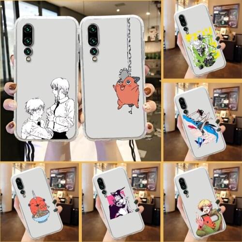 Anime Chainsaw Man Phone Case For Huawei P Mate P10 P20 P30 P40 10 20 Smart Z Pro Lite 2019 transparent soft Etui painting