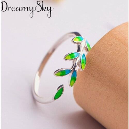 DreamySky Bijoux 2019 Simple Style Silver Color Leaf Rings For Women Gifts Large Adjustable Finger Rings