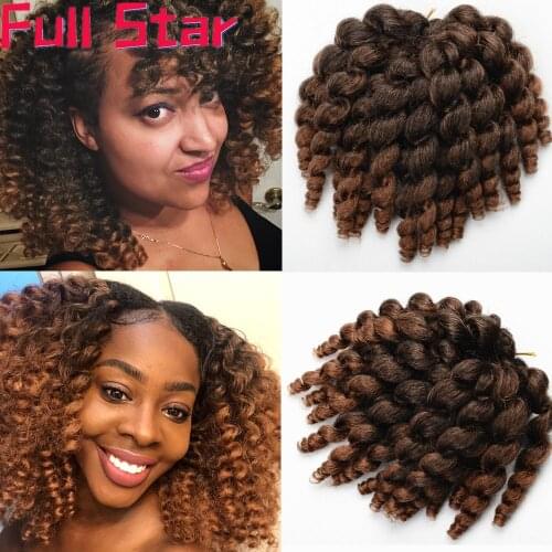 Full Star Ombre Jumpy Wand Crochet Braids 22 Roots Jamaican Bounce Curl Crochet Hair Synthetic Braiding Hair Extensions