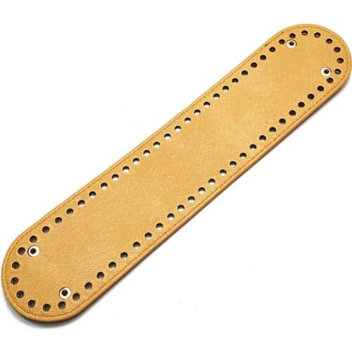 PU Leather Bottom Base with Pre-drilled Holes for Knitting Purse Handbag DIY Shoulder Bag