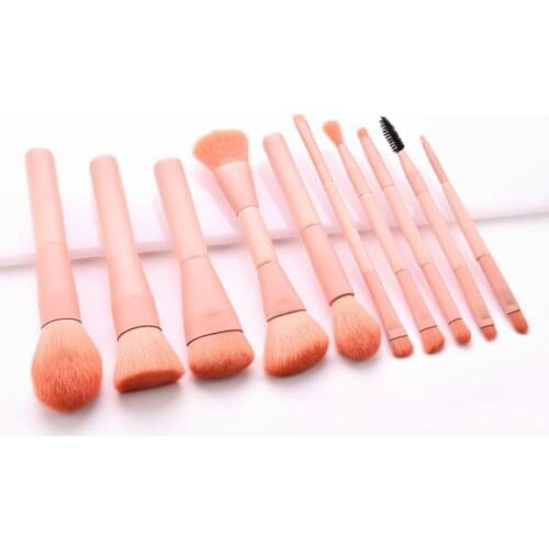10pcs/set Pink Paint Wooden Handle Makeup Brushes Foundation Powder Eyeshadow Blush Contour Cosmetic Brushes Beauty Tools