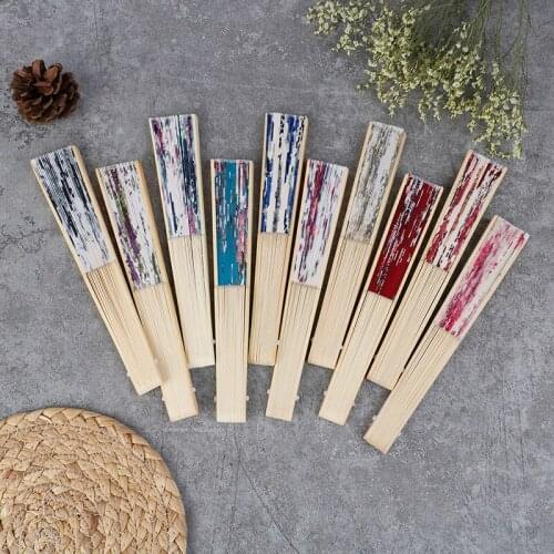 Chinese Japanese Style Silk Fan Folding Fan Wedding Art Gifts Dance Hand Fan Vintage Bamboo Folding Hand Held Flower Fans