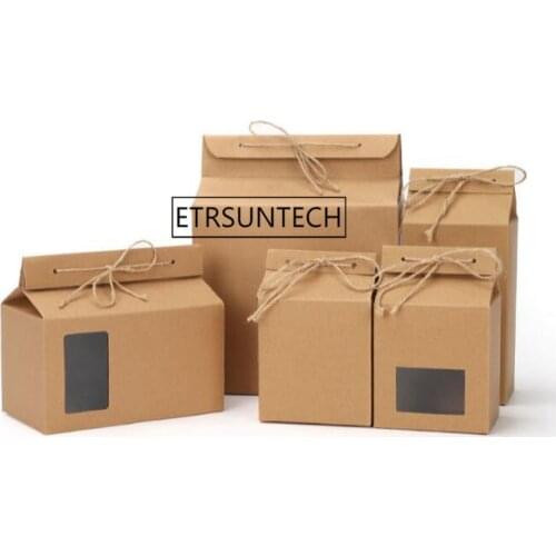 Retro Kraft Paper Box DIY Wedding Gift Favor Boxes Party Candy Box Tea Packaging with Jute Rope 100pcs