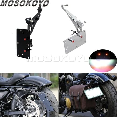 Motorcycle Side Mount License Plate Bracket w/ LED Tail Light For Harley Sportster Iron 883 09-17 Seventy Two XL1200V 2012-2017