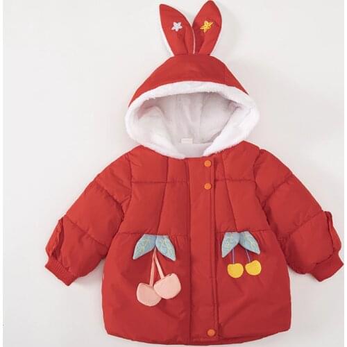 2021 Autumn Winter Cute Hooded Baby Girls Jackets For Kids Warm Outerwear Baby Girl Jacket Baby Coat Infant Baby Clothing
