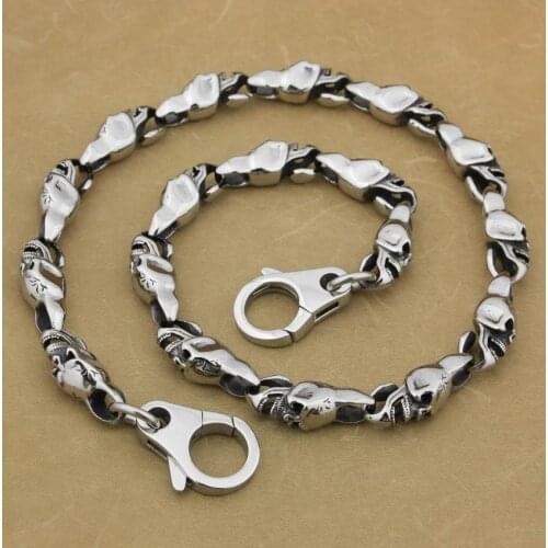 LINSION 14~36 inches 316L Stainless Steel Skulls Mens Biker Rocker Punk Wallet Chain KeyChain 5T006WC