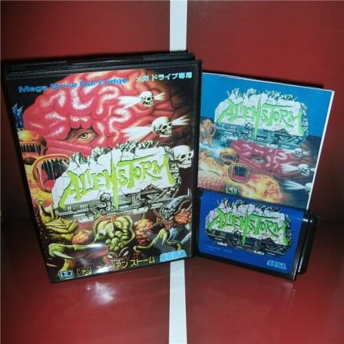 MD games card - Alien Storm Japan Cover with Box and Manual for MD MegaDrive Genesis Video Game Console 16 bit MD card