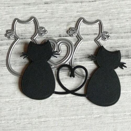Heart Couple Cat Metal Cutting Dies Stencil Scrapbooking DIY Album Stamp Paper Card Mold Embossing Decor H55A