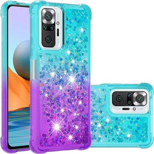 Gradient Soft TPU Glitter Sequin Liquid Quicksand Case For Xiaomi Redmi Note10 Pro Max Cushion Reinforced Corners Cover