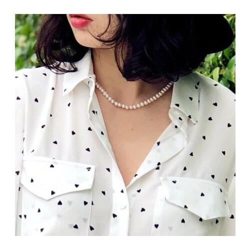 New Arrival Favorite Pearl Necklace White 4-10mm Natural Freshwater Cultured Choker Necklace For Girl Real Pearl Fine Jewelry