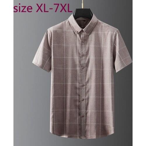New Arrival Super Large Summer Men Fashionable Casual Plaid Short Sleeve Casual Shirts Plus Size XL 2XL 3XL 4XL 5XL 6XL 7XL