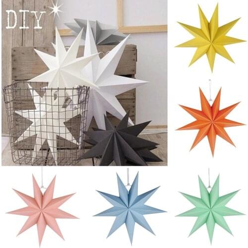 30cm Christmas Pendant Nine-pointed Star Shape Paper Hanging Ornament New Year Party Christmas Home Nine-pointed star hanging