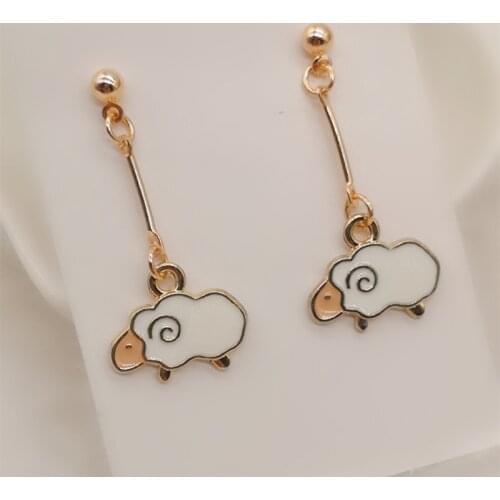 New fashion Korean style golden yellow alloy cute sheep earrings female cute animal earrings girls wholesale jewelry