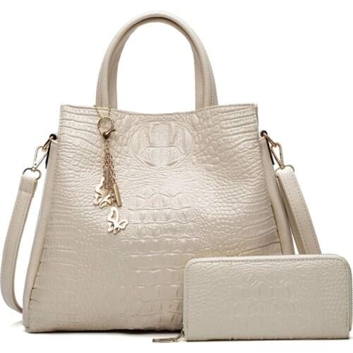 Women Bags 2020 Handbag Fashion Handbags Famous Brand Alligator Big Bags With Wallet Black Leather Messenger Ladies Bag