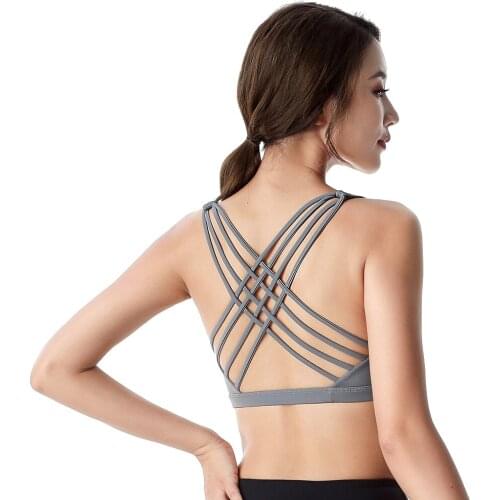 Fitness Sports Bra for Women Push Up Wirefree Padded Crisscross Strappy Running Gym Training Workout Yoga Underwear Crop Tops