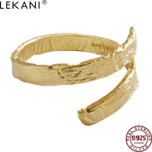 LEKANI Korean Style Rings For Women S925 Sterling Silver Irregularity Gold Silver Foil Paper Ring Simple Trendy Fine Jewelry