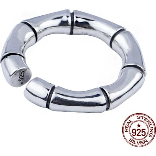 925 sterling silver ring domineering personality retro new bamboo creative couple shape to send friends birthday gifts