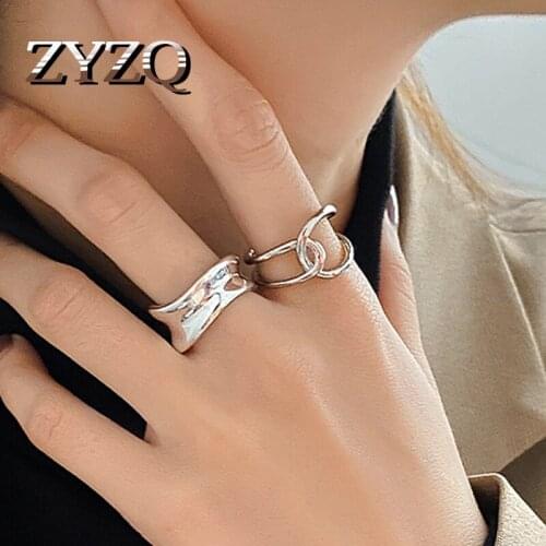 ZYZQ ZYZQ Hip Hop TrendIy Design Vintage Silver Plated Joint Rings Set for Women&Men Popular Jewelry Joint Rings 2021