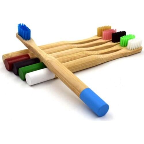 1Pcs 6 Colors Kids Bamboo Toothbrush Soft Bristles Eco Biodegradable Plastic-Free Child Oral Care Toothbrush