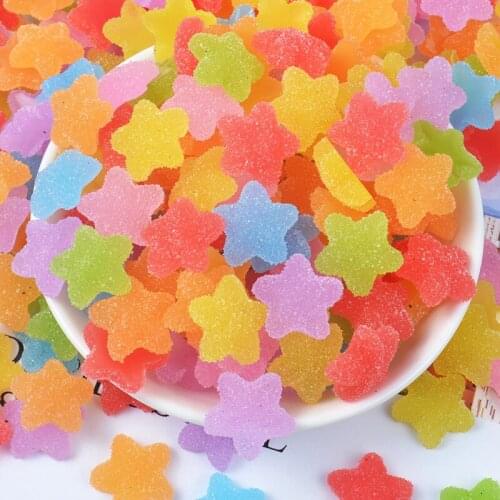 100pcs/lot Kawaii Resin Pentagram Stars Candy Flatback Cabochon For Resin Craft Earring Jewellery DIY Decorative Embellishment