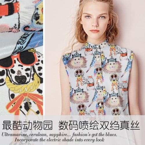 110cm animal print natural silk fabric 16mm silk crepe de chine fabric meter digital inkjet dress fabric wholesale silk cloth