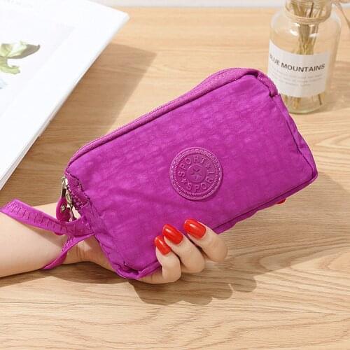 2020 Fashion Women Solid 3 Layer Canvas Phone Bag Short Wallet Three-Layer Zipper Coin Card Key Purse Makeup Bag