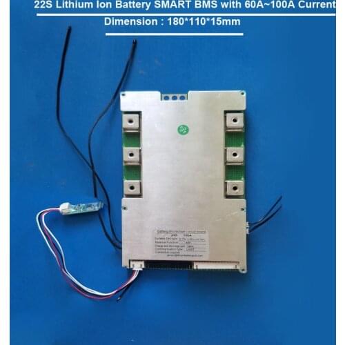 22S Li ion or Lifepo4 Smart Battery BMS with Bluetooth Function and software PCB board with 60A to 100A constant current